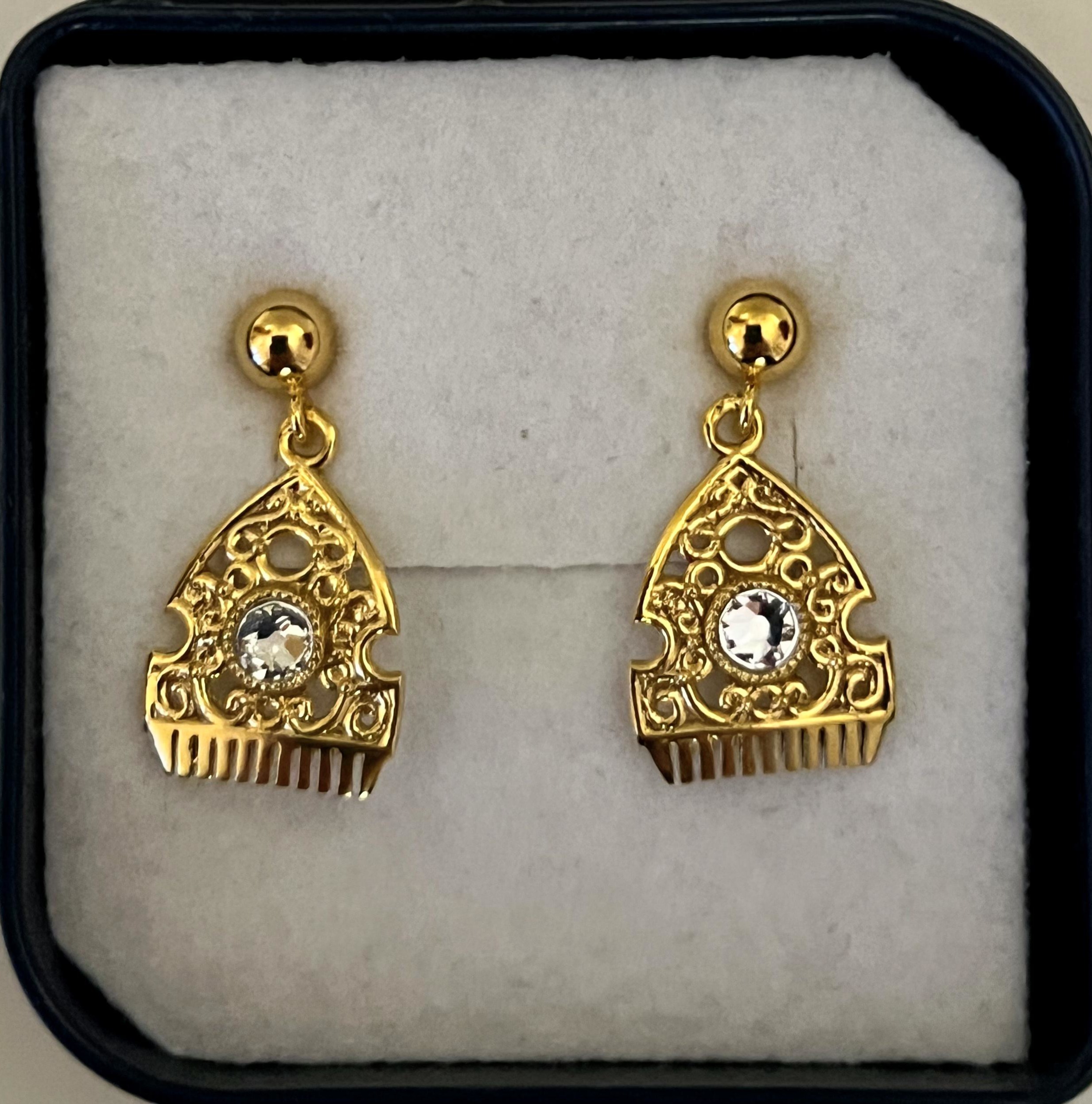 PENDIENTE BOLITA PLATA 1ª Ley PEINETA SW. CH23K - Imagen 2